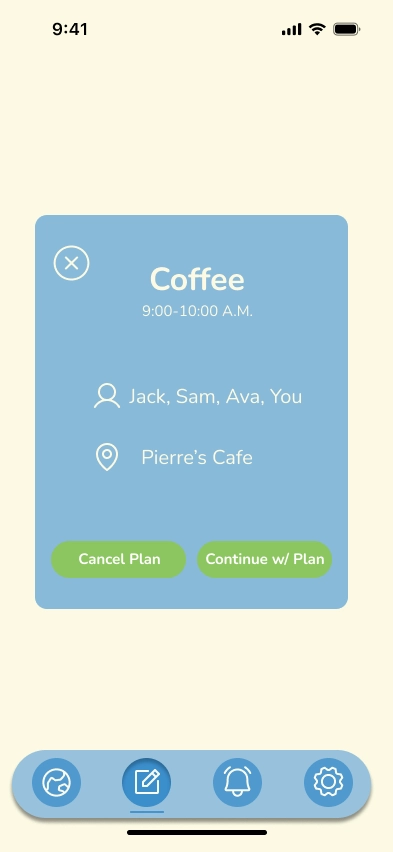 UI of original plan that user will cancel